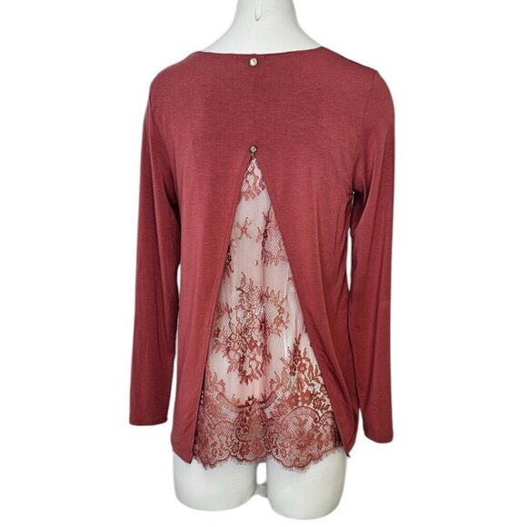 Intimissimi Womens Split Back Lace Long Sleeve Stretch Top, Gems, Size Small - Picture 2 of 9